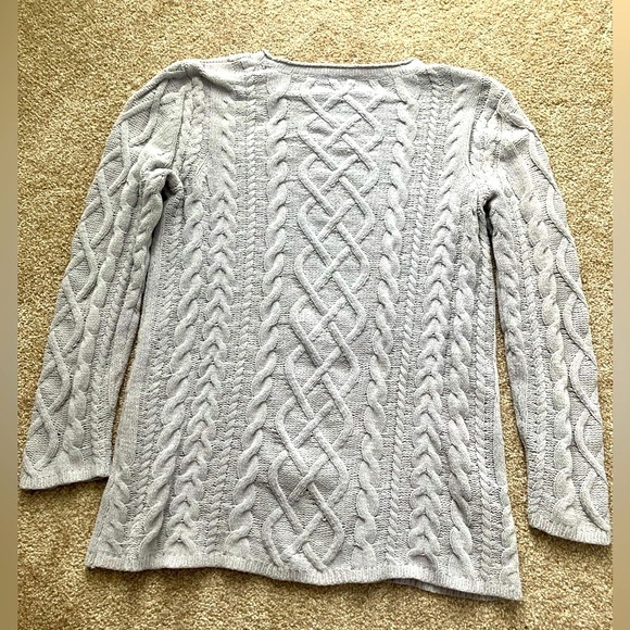 J. Jill Gray Fuzzy Crew Neck Cable Knit Loose-fitting Sweater Size XS - Picture 2 of 7